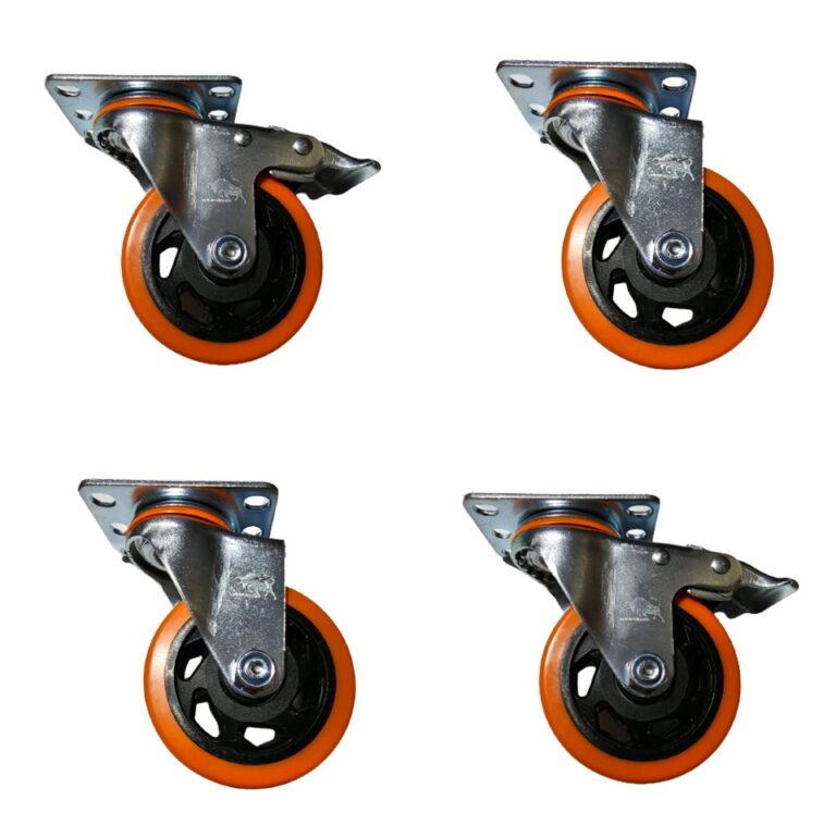 KIT 4 UNIDADES RUEDA PARA RACK GIRATORIA2 UNI CON FRENO Y 2 UNI SIN ...