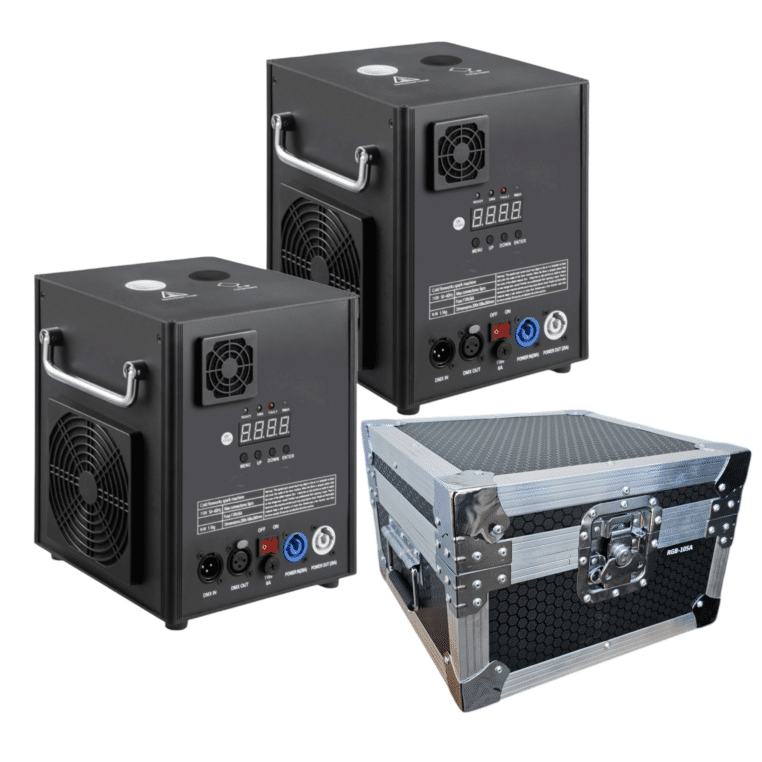 KIT 2 MAQUINAS DE PIROTECNIA FRÍA 650W + CASE AUDIOLIGHTPRO