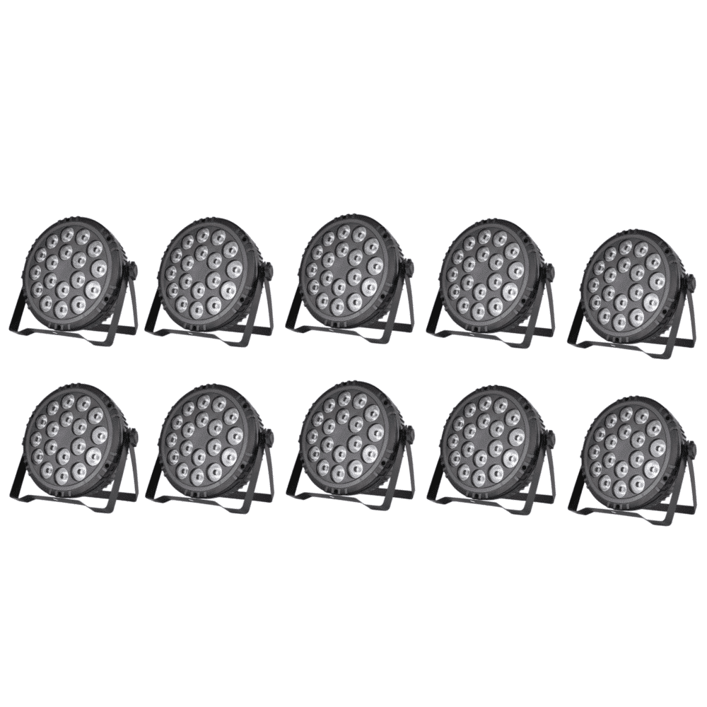 KIT 10 UNIDADES NUEVO MODELO FOCO PAR LED 18x12 GLOWING CON ARO DE LUZ