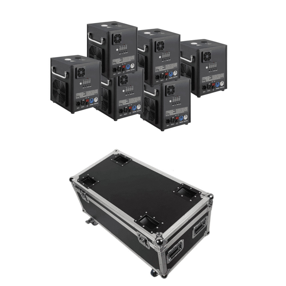 KIT 6 UNIDADES MAQUINA PIROTECNIA FRIA + CASE DE TRANPORTE